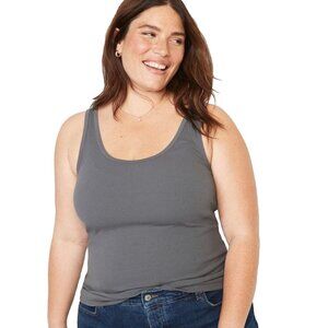 Old Navy Womens Size 2X Gray Scoop Neck Rib Knit First Layer Tank Top Fitted